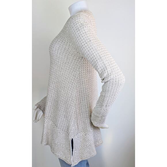 Eight Eight Eight Tunic Sweater Medium Beige Cotton Marled Mixed Knit Clean Girl - Picture 5 of 11